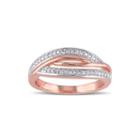 1/7 Ct. T.w. Diamond Rose Gold Over Silver Ring