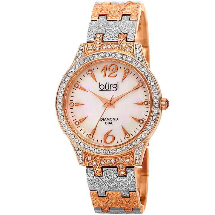 Burgi Womens Two Tone Strap Watch-b-127ttr