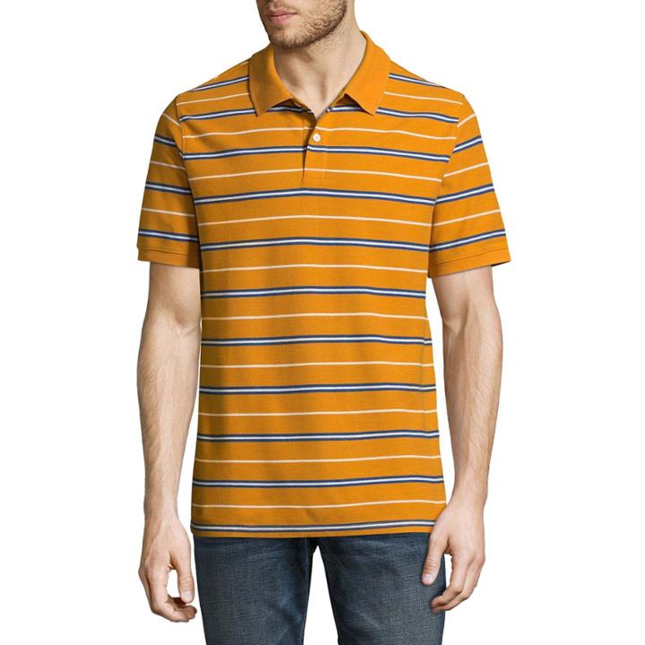 St. John's Bay Easy Care Quick Dry Short Sleeve Stripe Pique Polo Shirt