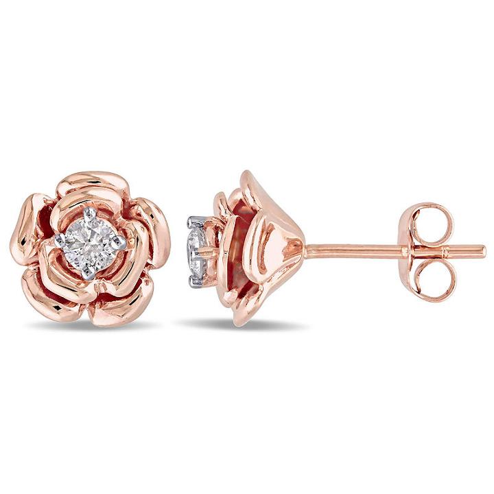 1/5 Ct. T.w. Genuine White Diamond 10k Gold 8.7mm Stud Earrings