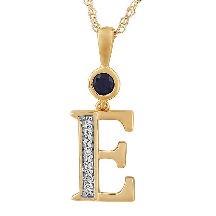 E Womens Lab Created Blue Sapphire 14k Gold Over Silver Pendant Necklace