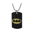 Dc Comics Black Stainless Steel And 14k Gold Batman Dog Tag Pendant