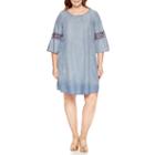 Luxology 3/4 Crochet Insert Sleeve Lace Sheath Dress-plus
