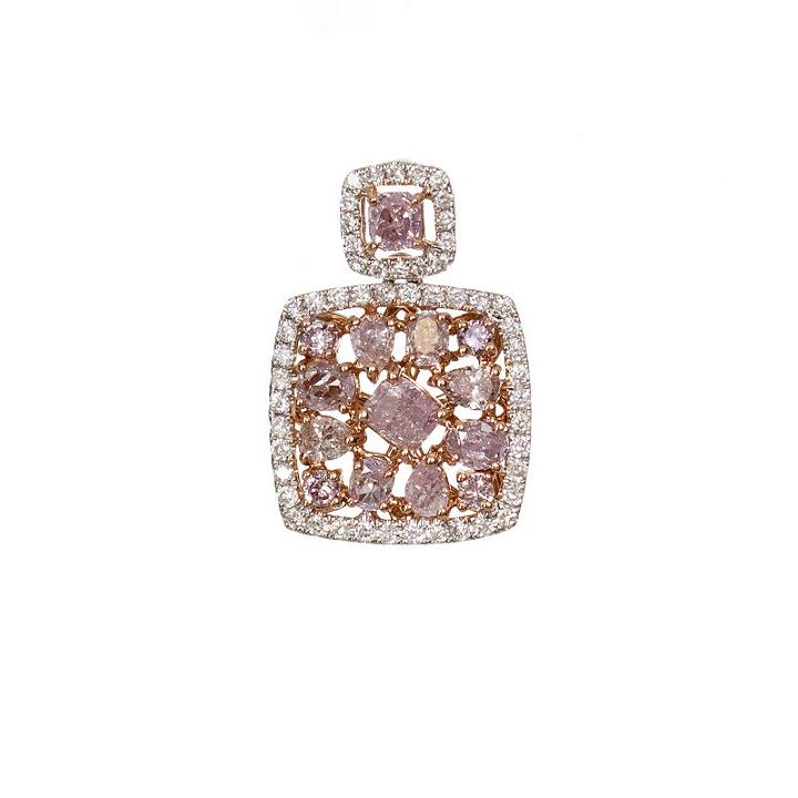 5/8 Ct. T.w. Pink Diamond Multi-shape 18k Gold Pendant