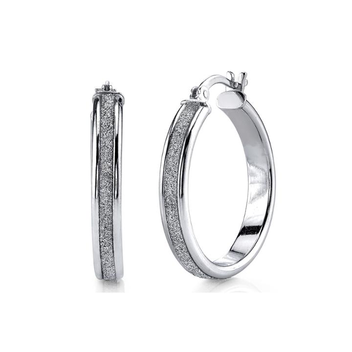 Sterling Silver Glitter 25mm Hoop Earrings