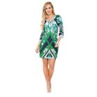 White Mark Viola 3/4 Sleeve Sheath Dress