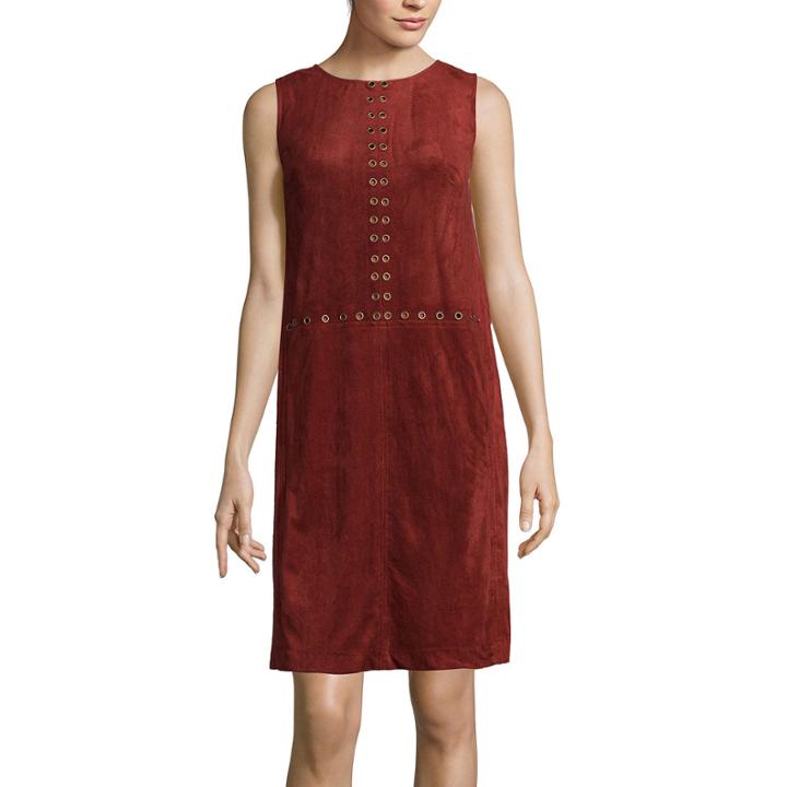 Luxology Sleeveless Faux-suede Shift Dress