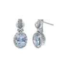 1/4 Ct. T.w. Diamond And Genuine Aquamarine 10k White Gold Drop Earrings