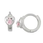 Pink Cubic Zirconia Sterling Silver Hoop Earrings