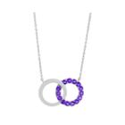 Genuine Amethyst Interlocking Double-circle Sterling Silver Necklace