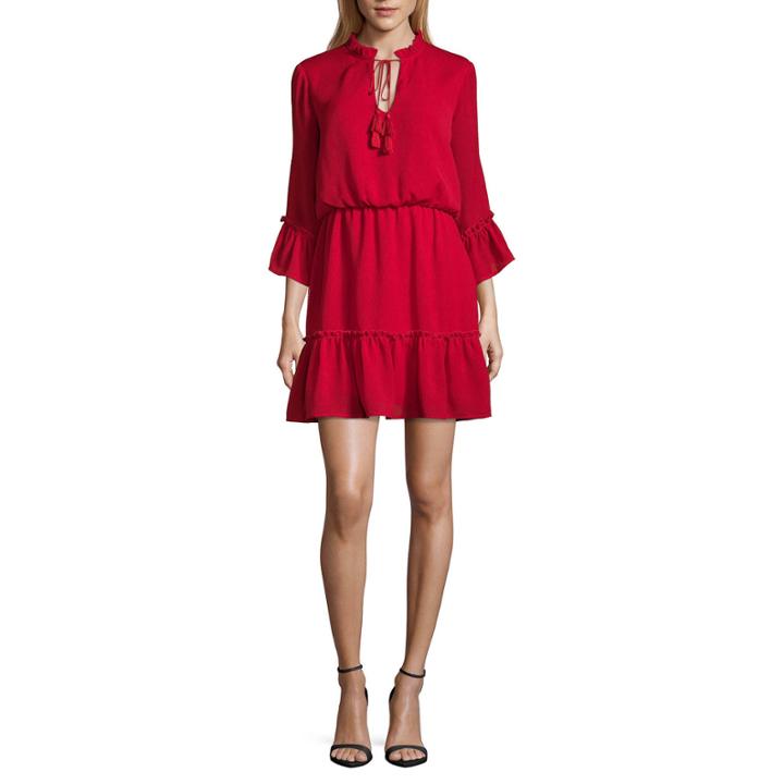 City Triangle Casual 3/4 Sleeve Blouson Dress-juniors
