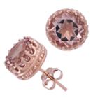 Simulated Pink Morganite 14k Rose Gold Over Silver 9.5mm Stud Earrings