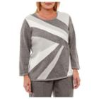 Alfred Dunner Silver Belles 3/4 Sleeve Crew Neck Pullover Sweater-plus