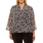 Liz Claiborne 3/4 Sleeve Wrap Shirt Plus
