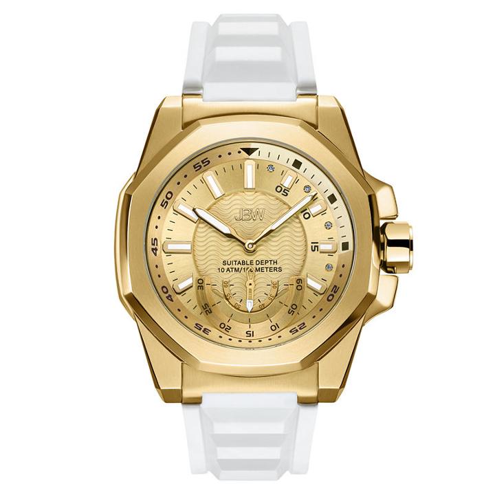 Jbw 4 Diamonds At .04ctw Mens White Strap Watch-j6359e