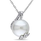 Womens 1/10 Ct. T.w. White Pearl Sterling Silver Pendant Necklace