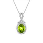 Womens Genuine Green Peridot Oval Pendant Necklace