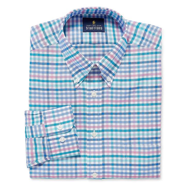Stafford Long Sleeve Oxford Checked Dress Shirt