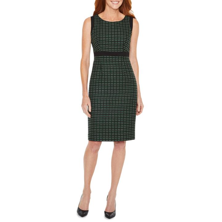 Black Label By Evan-picone Sleeveless Squares Sheath Dress
