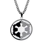 Star Wars Death Star Symbol Mens Stainless Steel And Black Ip Pendant Necklace