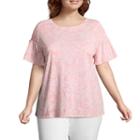 St. John's Bay Short Sleeve Smocked Flutter Sleeve Tee - Plus