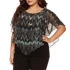 Alyx Short Sleeve Chevron Blouse With Necklace-plus