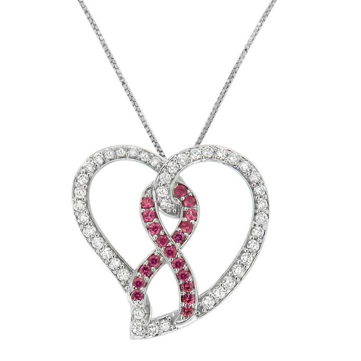 Womens 1 Ct. T.w. Pink Sapphire 14k Gold Pendant Necklace