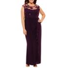 Blue Sage Sleeveless Lace Top Evening Gown - Plus