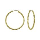14k Yellow Gold 28mm Textured Hoop Earrings