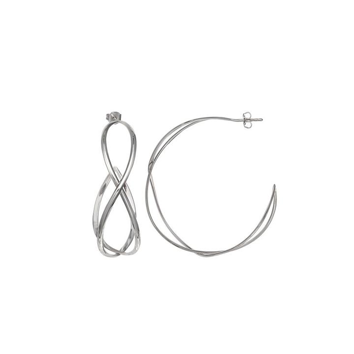Silver Reflections Silver Plated Crossover Pure Silver Over Brass 30mm Curved Hoop Earrings