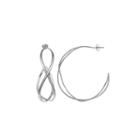 Silver Reflections Silver Plated Crossover Pure Silver Over Brass 30mm Curved Hoop Earrings