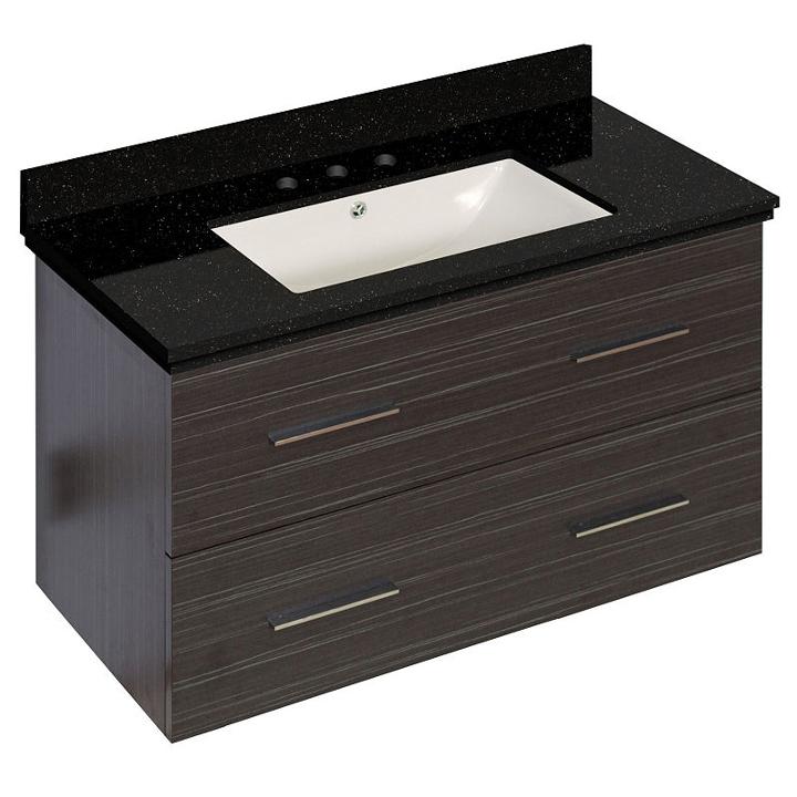 36-in. W Wall Mount Dawn Grey Vanity Set For 3h8-in. Drilling Black Galaxy Top Biscuit Um Sink