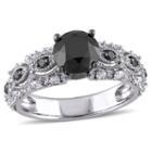 Womens 2 Ct. T.w. Color Enhanced Round Black Diamond 10k Gold Engagement Ring