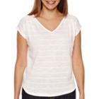 Liz Claiborne Short-sleeve Striped V-neck Tee - Tall