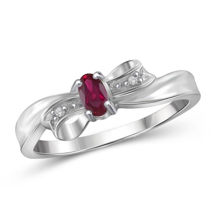 Lab-created Red Ruby In Sterling Silver Ring