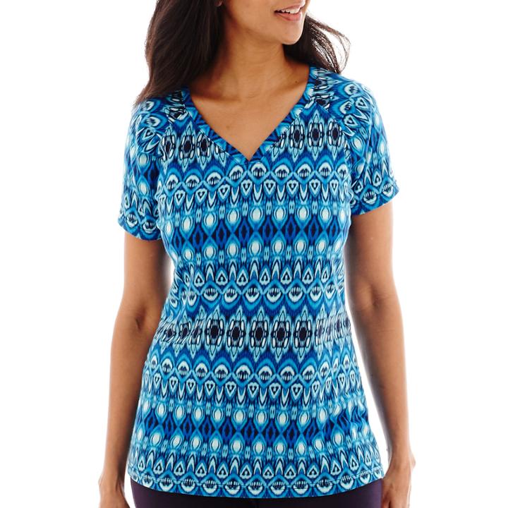 Made For Life&trade; Short-sleeve Print Y-neck Yoga T-shirt - Petite