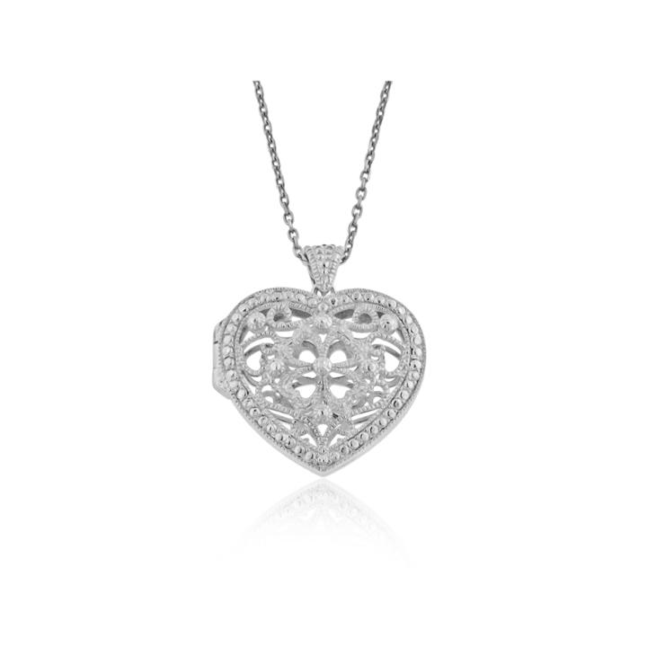 Womens Sterling Silver Locket Necklace