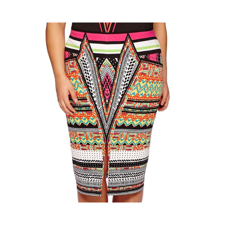 Bisou Bisou Slit-front Scuba Skirt - Plus