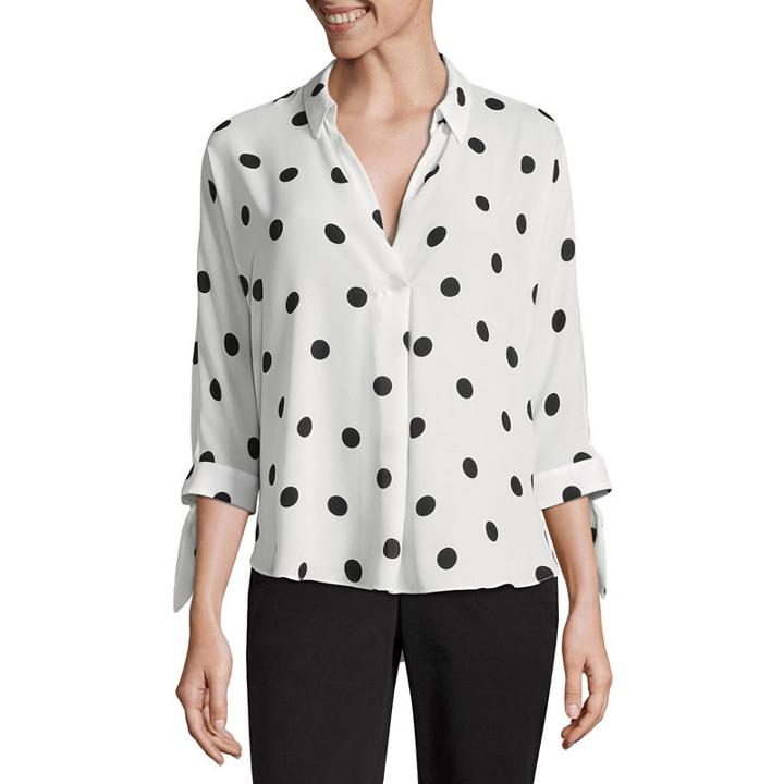 Worthington 3/4 Sleeve Collar Neck Georgette Blouse
