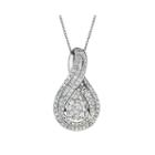 1 Ct. T.w. Diamond 10k White Gold Pear-shaped Pendant Necklace