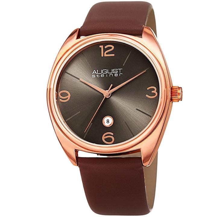 August Steiner Mens Brown Strap Watch-as-8231rgbr