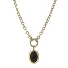 1928 Black Stone Gold-tone Pendant Necklace
