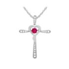Love In Motion&trade; Lab-created Ruby And Diamond-accent Cross Pendant Necklace