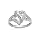 1/8 Ct. T.w. Diamond 10k White Gold Double Heart Ring