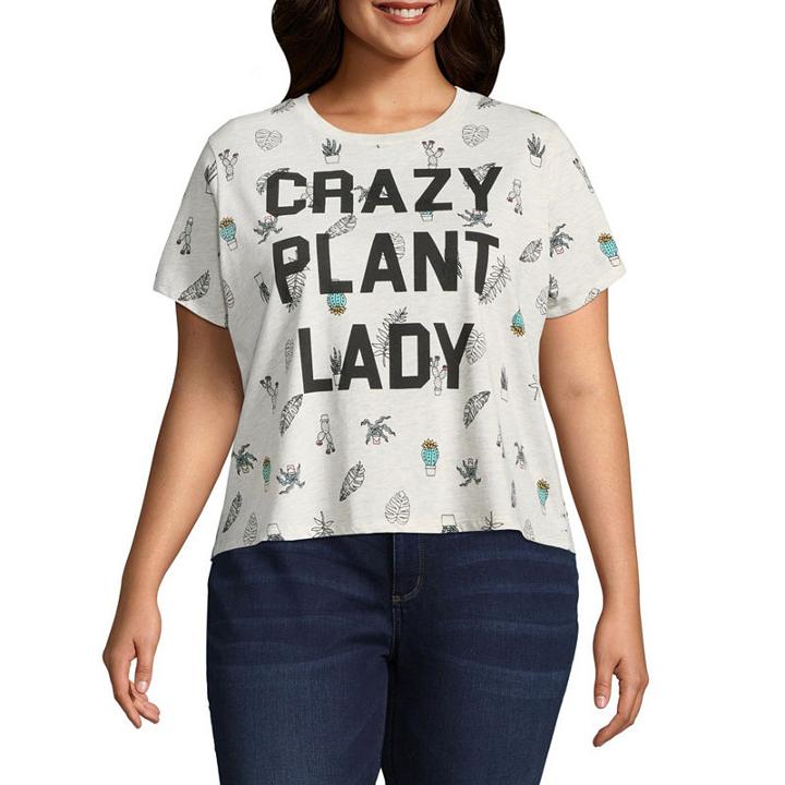 Crazy Plant Lady Cropped Tee - Juniors Plu