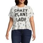 Crazy Plant Lady Cropped Tee - Juniors Plu
