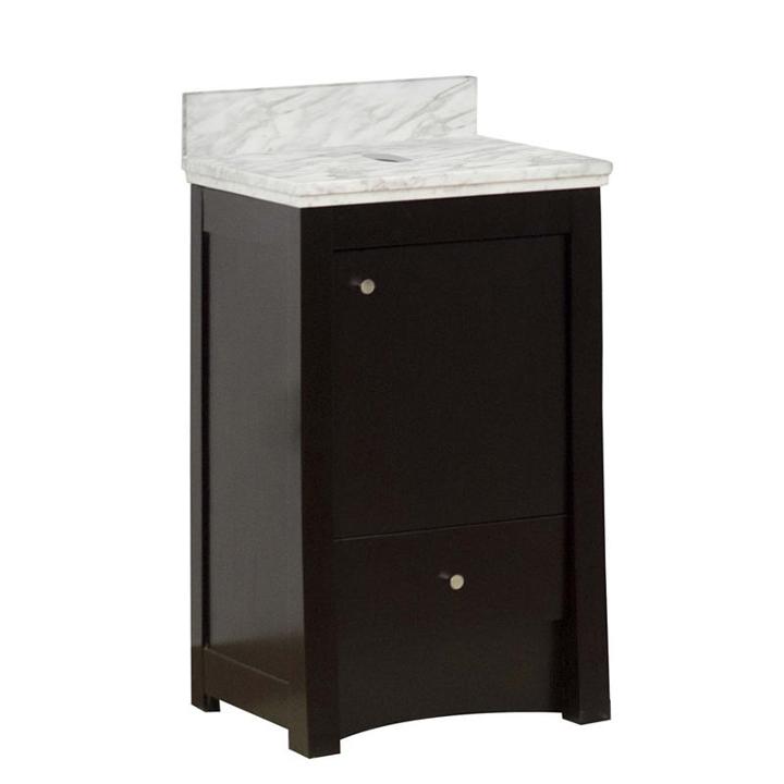 19.75-in. W Floor Mount Distressed Antique Walnutvanity Set For Wall Mount Drilling Bianca Carara Top