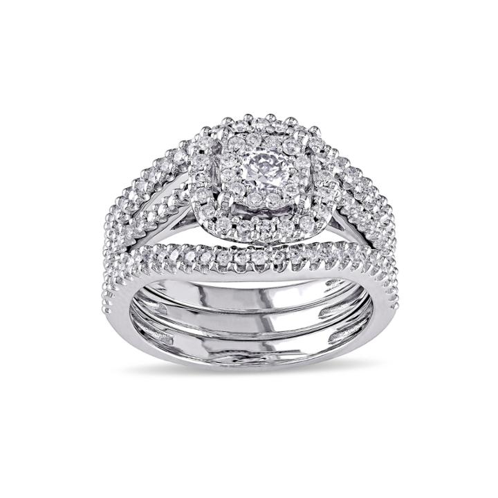 3/4 Ct. T.w. Diamond 10k White Gold Bridal Ring Set