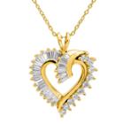 Diamonart Womens Lab Created White Cubic Zirconia 14k Gold Over Silver Heart Pendant Necklace