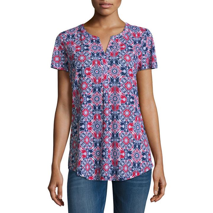 Liz Claiborne Short Sleeve V Neck T-shirt - Tall